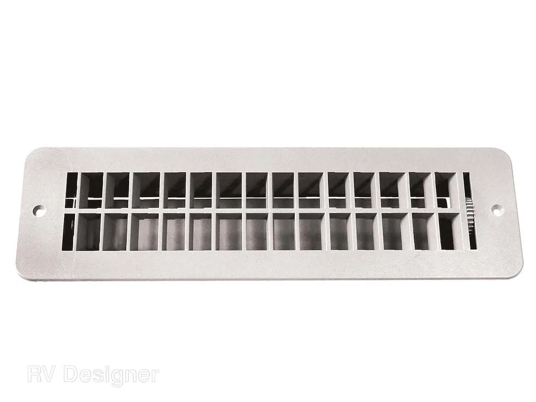 H850 – RV DESIGNER Heating/ Cooling Register, Floor Mount Rectangular 12 Inch x 3-1/2 Inch Overall Dimension 10 Inch ...